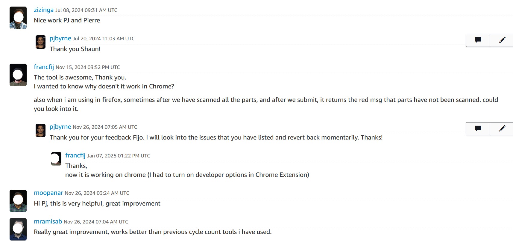 Team feedback on Cycle Count Sidekick tool